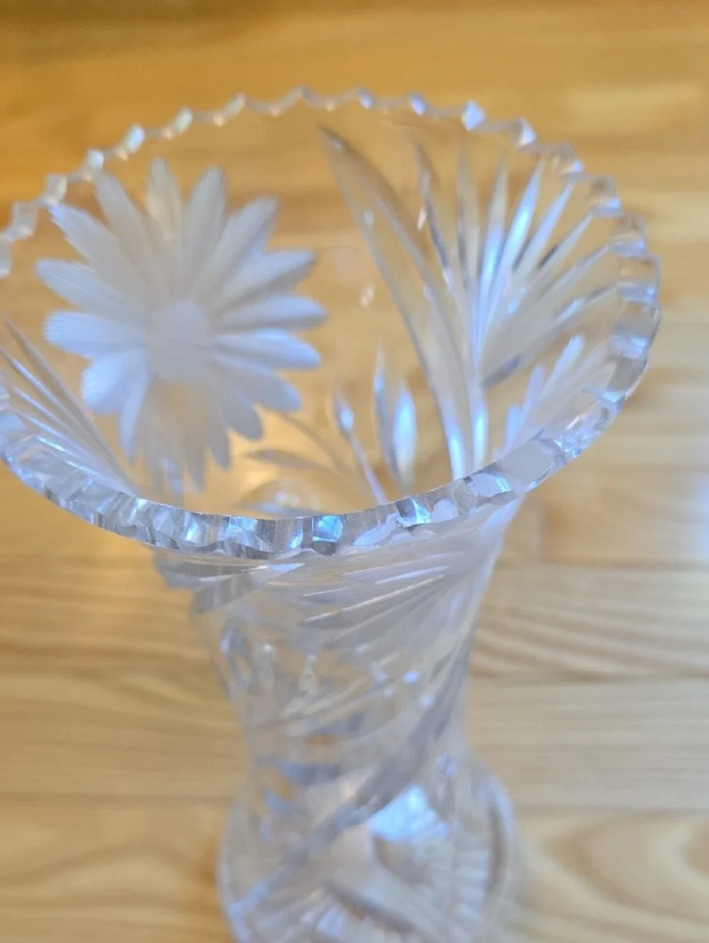 Clear Cut-Glass Floral Vase